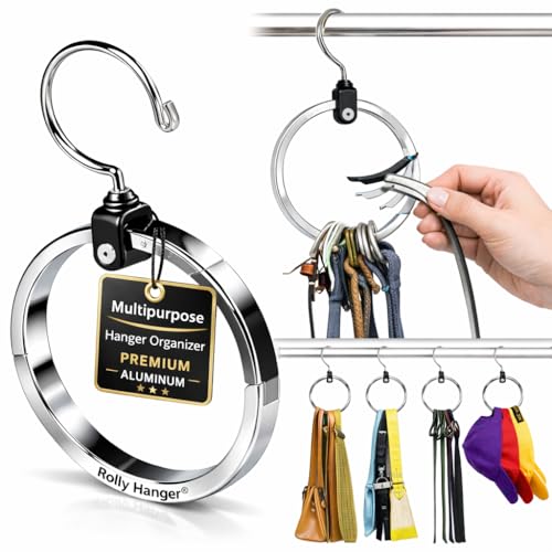 Rolly Hanger® Closet Space Saver – Premium Rotating Aluminum Organizer for Belts, Ties, Hats &...