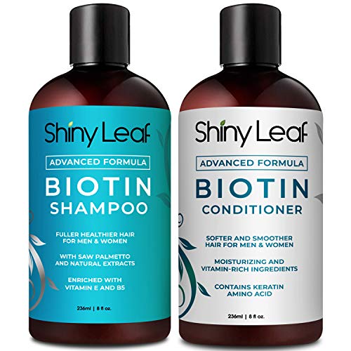 Biotin Shampoo and Conditioner for Hair Loss, Advanced Formula for Men and Women, Treatment for Thinning Hair, with Biotin and Saw Palmetto Extract, Paraben Free, Sulfate Free, 8 oz. (236 ml) Bottles