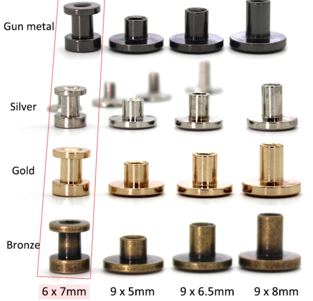 Śruby Chicago, nity skórzane, Metalowe śruby do oprawy, gwoździe, szpilki, nity do albumu ze zdjęciami, kalendarza biurkowego, menu, skórzane rzemiosło, 10 szt.(Bronze,9 X 8mm)