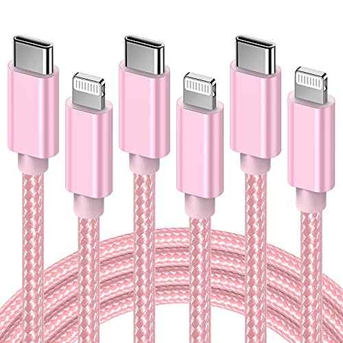 Marchpower USB C to Lightning Cable - MFi Certified iPhone 14 Fast Type C Charger Cord 3/6/10ft Charging Cable Compatible with iPhone 14 13 12 Pro Max Mini 11 X XS XR 8 Plus -Pink -  Type c to lighting cable pink 3/6/10ft