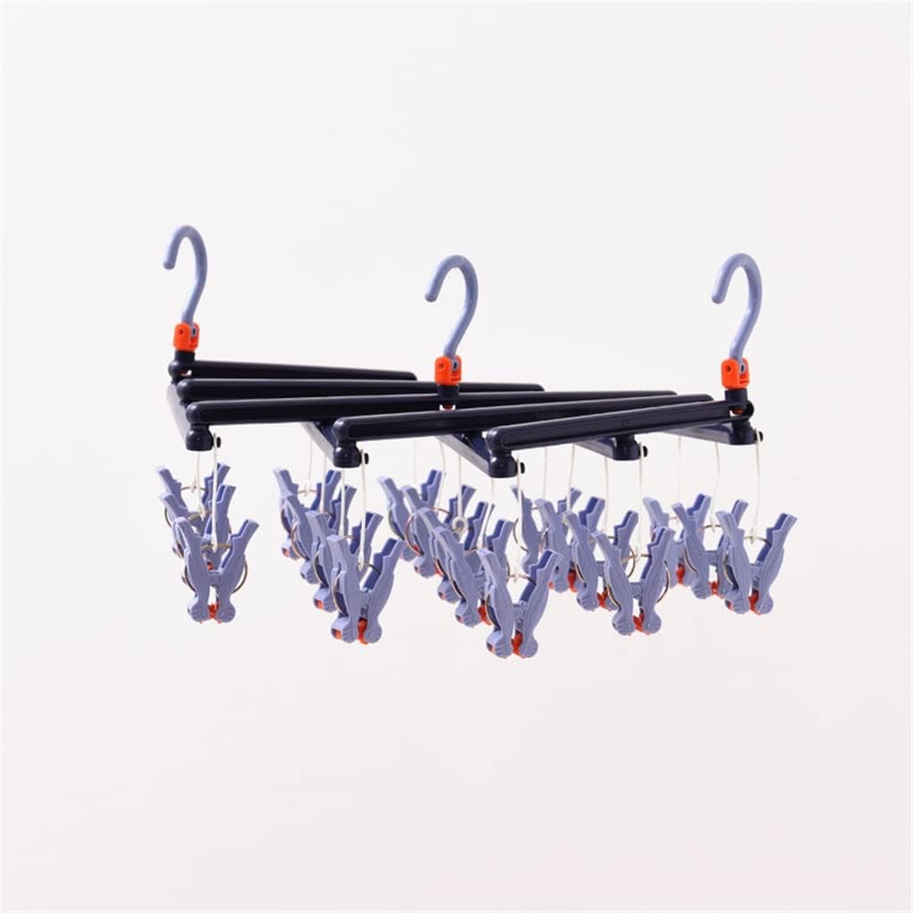 Retractable Clothespin Drying Rack Socks Underwear Multi-Clip Clothesline Home Second Collection(D)