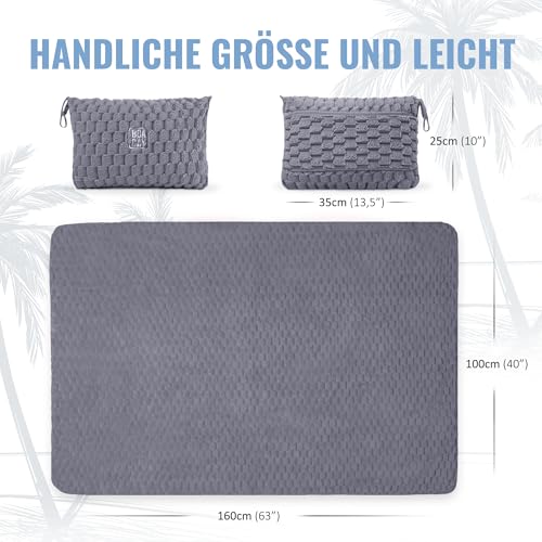BOACAY Packbare Reisedecke für Flugzeug, Auto - Kompakte Bürodecke - Tragbares Kissen für Erwachsene, Kinder mit Hülle, Gepäckhülle, Rucksackclip