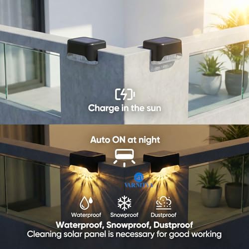 Image of Solar Light for Outdoor Garden Waterproof Home Wall Lights, Solar Lamp for Stair, Deck, Balcony, Terrace, Garden, Fence Decoration (16, Medium)
