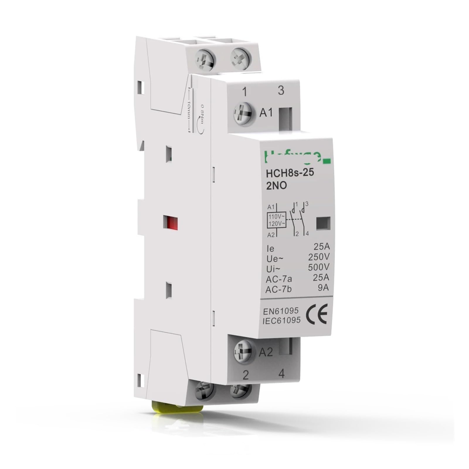 Contacteur AC modulaire 25A 2P 2NO pour tableau électrique domestique DC12V HCH8s-25