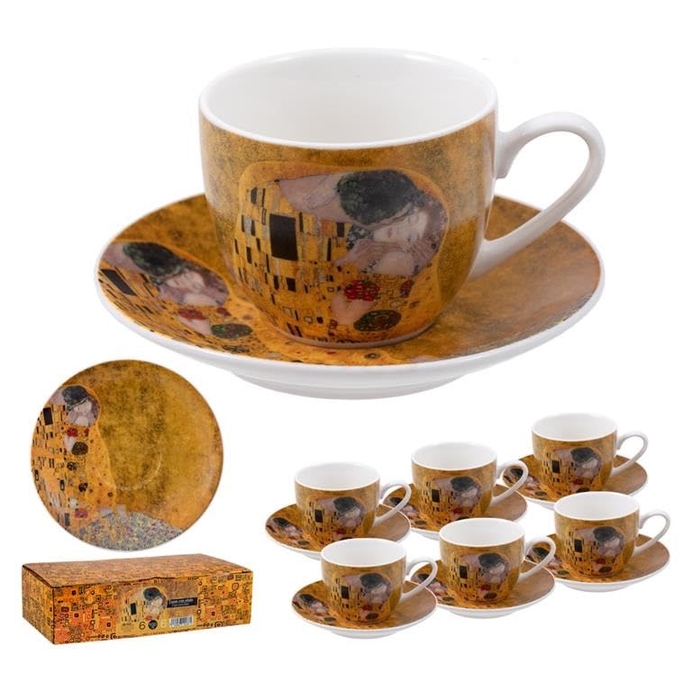 Lot de 6 tasses avec assiette Klimt pour vos fins de repas