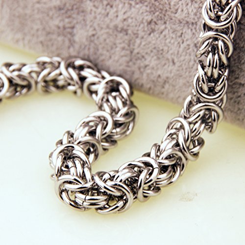 Muying Jewelry Stainless Steel Byzantine Link Chain Necklace For Men Italian Jewelry Style Handmade Silver Chains(10Mm,18In) #TOP4