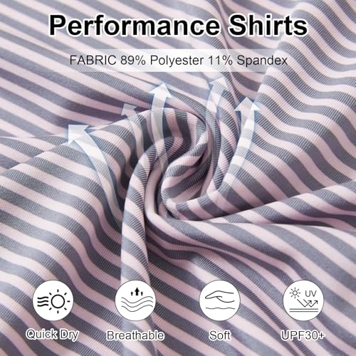 Image of Golf Shirts for Men - Dry Fit Moisture Wicking Short Sleeve Performance Sport Casual Striped Collared Mens Polo Shirt
