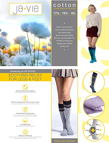 Image of ja vie Graduated Compression Socks (15-20mmHg) Cotton Sport Sock for Men & Women