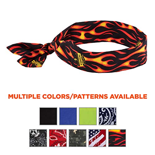 Image of Ergodyne Chill Its 6700 Cooling Bandana, Evaporative Polymer Crystals For Cooling Relief, Tie For Adjustable Fit, 6-Pack, Flames