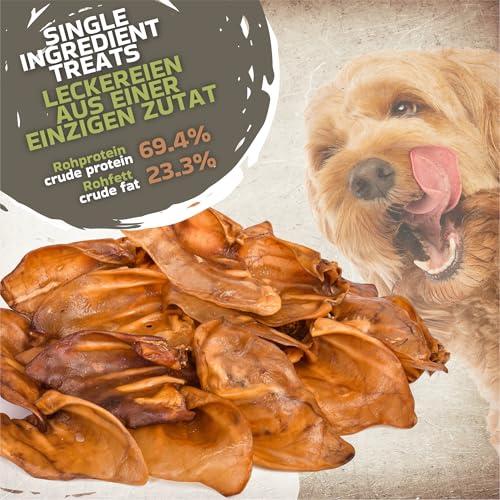 Schweineohren für Hunde 20 Stück Größe L 1kg | Ganze getrocknete Schweineohren Kauartikel | 100% natürlich | Langanhaltender Kauspaß | Getreidefrei | Ideal für kleine & große Hunde