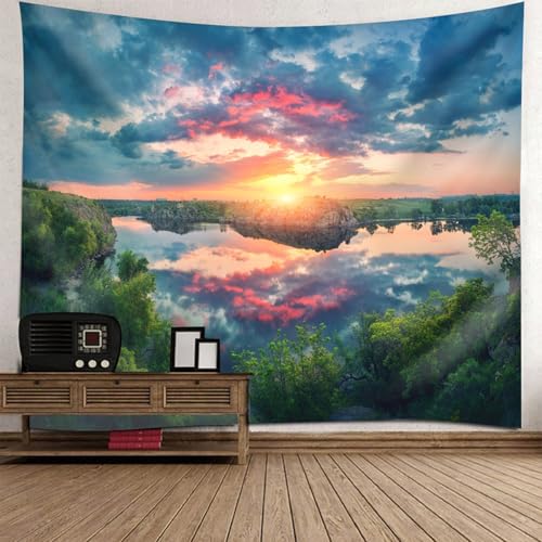 Tenture murale arbres et lac 210x140 pour relooker un appartement de location sans peindre