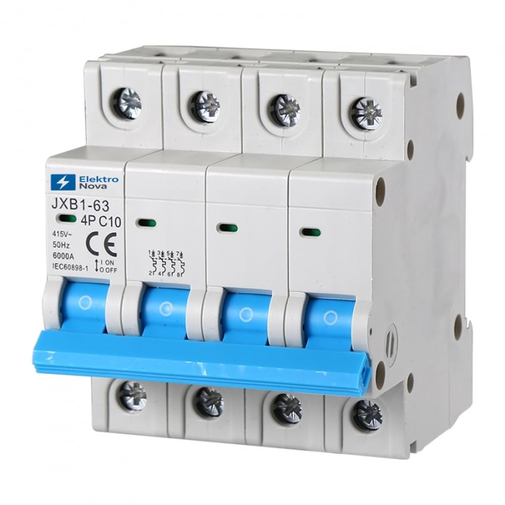 ELEKTRONOVA Interrupteur magnétothermique triphasé 4P 10A C10 6KA - 4 modules DIN - 380V