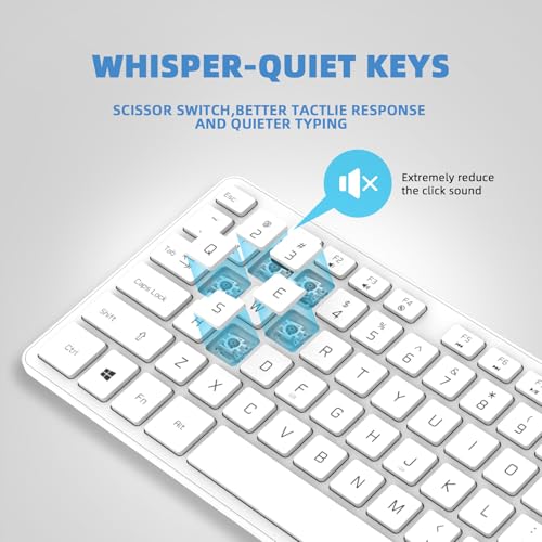 Image of Wired USB Keyboard, Comfortable Quiet Chocolate Keys, Durable Ultra-Slim Computer Keyboard Wired(QWERTY) for PC, Windows 11 /10 /8 /7 /XP /Vista KB1430 (White, Wired Keyboard for Windows)