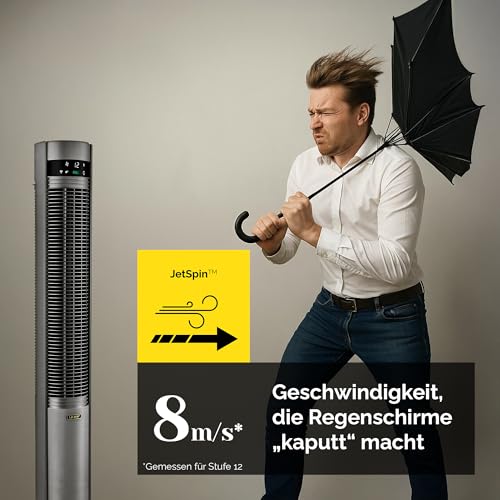 YOER 19dB Leiser Turmventilator, 12 m Wurfweite, WLAN & App-Steuerung, 12 Geschwindigstufen 3 Modi 12h Timer 80° Oszillation, Ventilator mit Plasma-Ionisator für Schlafzimmer, CoolWhisper TF07G, grau 3