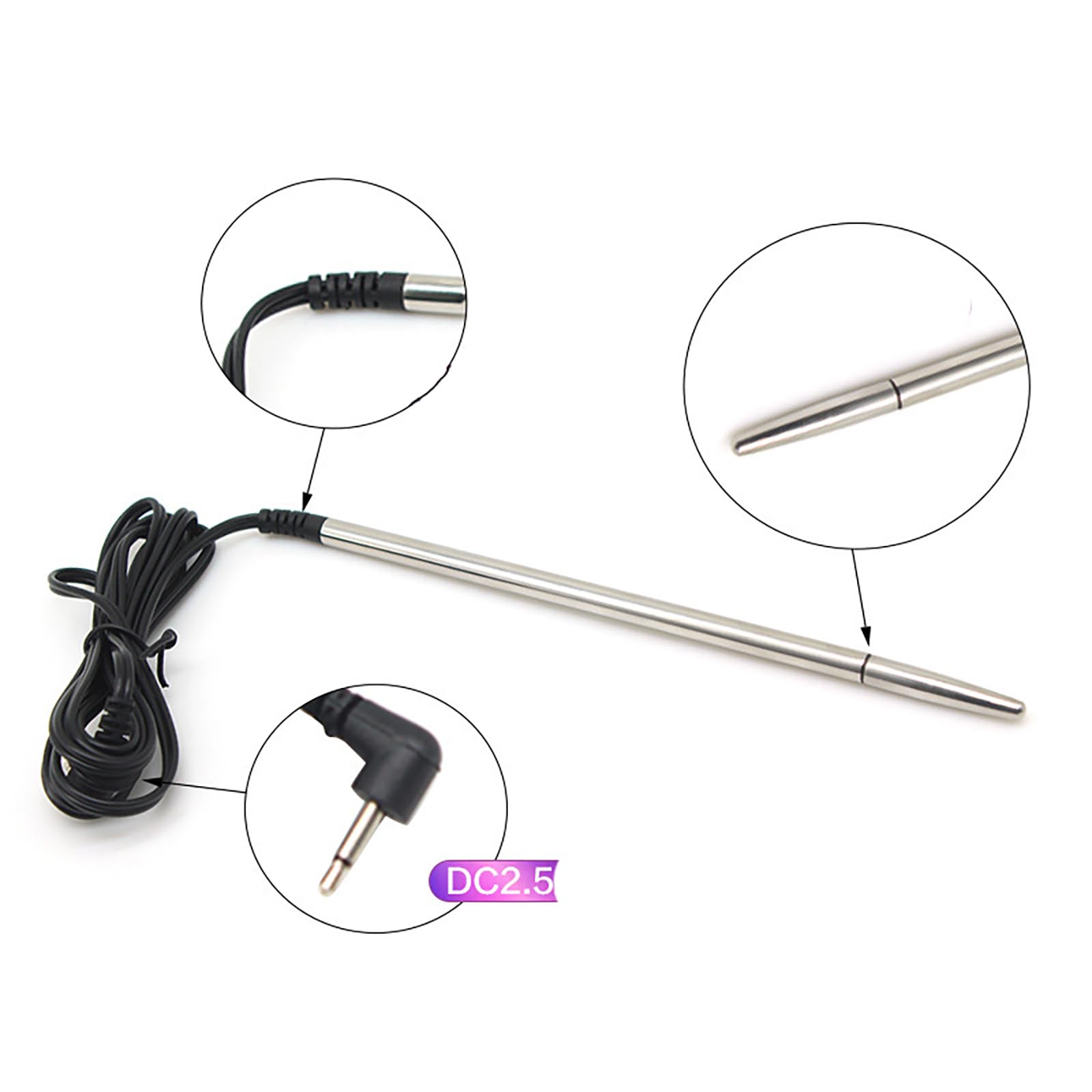 Plug Pene Acero Inoxidable Choque Eléctrico Catéter Estimulación Dilatación Uretral Masturbación Masculina Juguetes Sexuales Eléctricos (A)