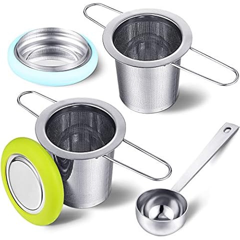 Stainless Steel Tea Infusers with Folding Handle and Silicone Lid Cover