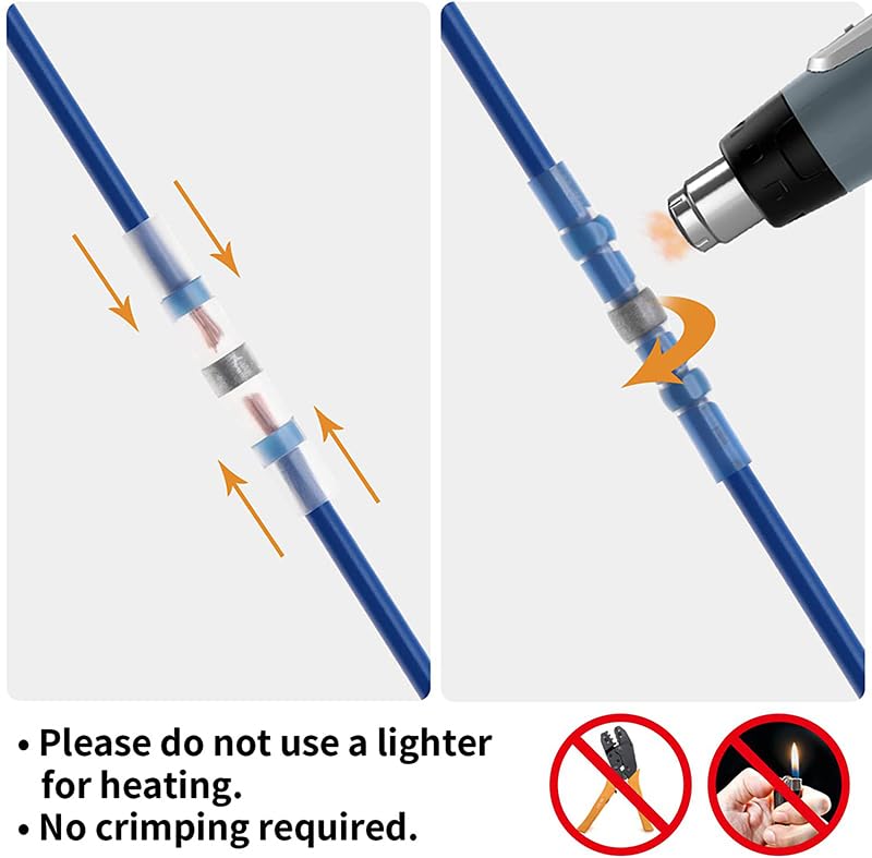 シールはんだワイヤーコネクター200個 防水熱収縮チューブチューブスリーブワイヤターミナル 海洋絶縁用
