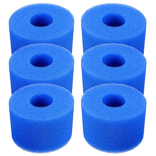 Lot de 6 cartouches de filtre de piscine réutilisables et lavables en mousse pour jacuzzi type S1 (bleu)