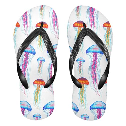 Jellyfish White Flip Flops for Beach Thong Sandals Anti-slip Lightweight Beach Shoes for Summer Swim Travel
