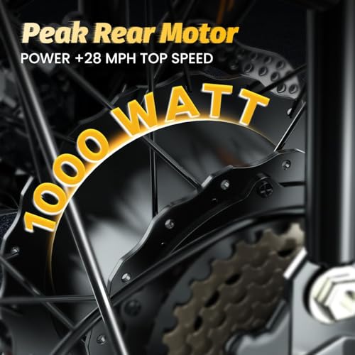 Image of 1000W Folding Electric Bike, 48V 20.8AH Large Removable Battery E-Bike, 30+MPH, 80 Miles Max Range, 20 inch Fat Tire Electric Bike for Adults, Adult Electric Bicycles for Commute