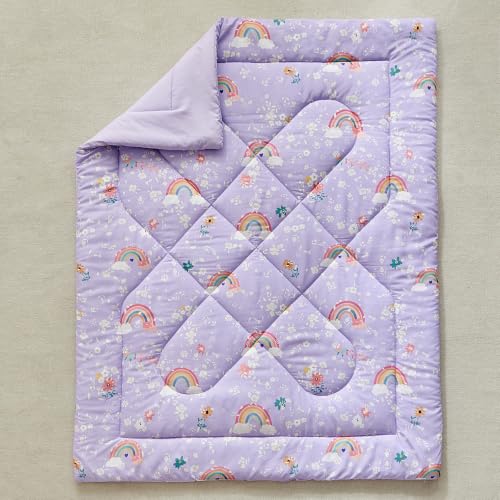 Image of DuShow Toddler Bedding Set Purple Rainbow Comforter Set for Girls Soft Cozy Bed Set