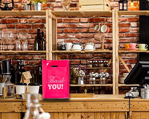 Elephant-Package 50Pcs Plastic Shopping Bags For Small Business Boutique, Die Cut Bags With Handles, Thank You Merchandise Bags (Small 8"X12" Pink) #TOP5