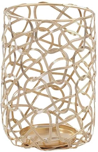 ZXBAODAN Metal Deco Candlesticks, Geometric Candle Holders, Lighting Decoration for Living Room/Dining Room/Bar, Gold