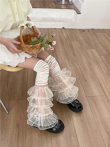 Image of Women Y2k Leg Warmers Ribbed Knitted Harajuku Kawaii Leg Warmers Streetwear