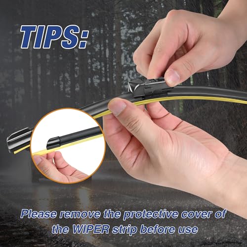 Image of 24 inch+18 inch Water Repellent Windshield Wiper Blades Replacement for Mazda CX-5 CX5 CX-9 CX9 2023 2022 2021 2020 2019 2018 2017 Silicone Automotive Replacement Windshield Wiper Blades(Top Lock)