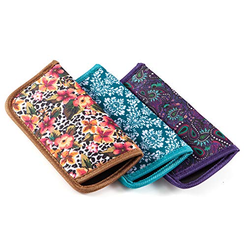 Image of TRIUMPH VISION Reading Glasses Pouch Eyeglass Sleeve Soft Case Slim 3 Pack | Alternative to Bulky Case Lightweight,Neoprene Lined Padded Protect Optical lens Slip in, Cute Pattern Portable for Daily Use