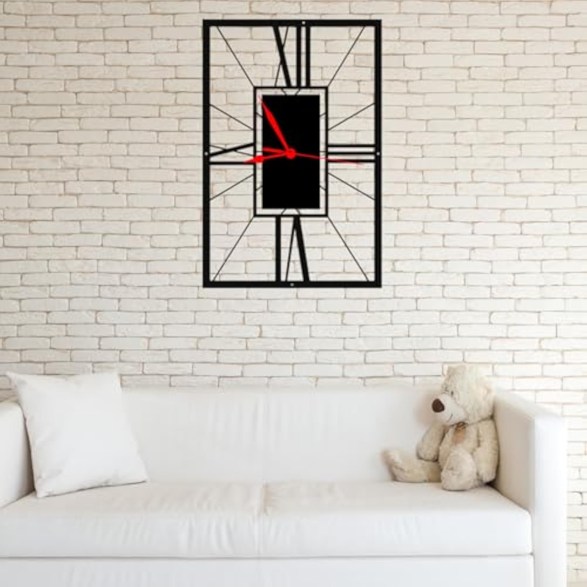 K Group Large Rectangular Roman Numeral Metal Wall Clock