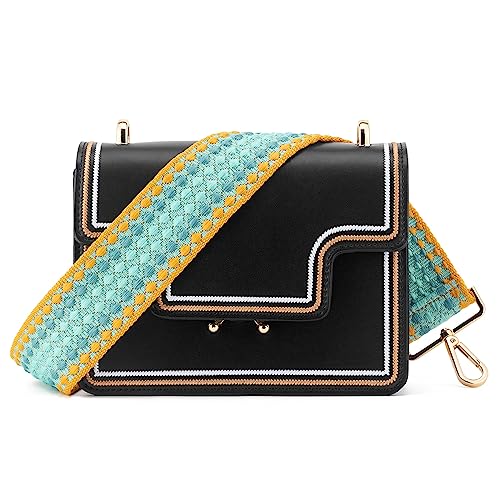 Image of Wide Shoulder Strap Adjustable Replacement Belt Guitar Style Crossbody Bag Handbag Strap Multicolor Canvas Straps(Wide:2in)(Color33)