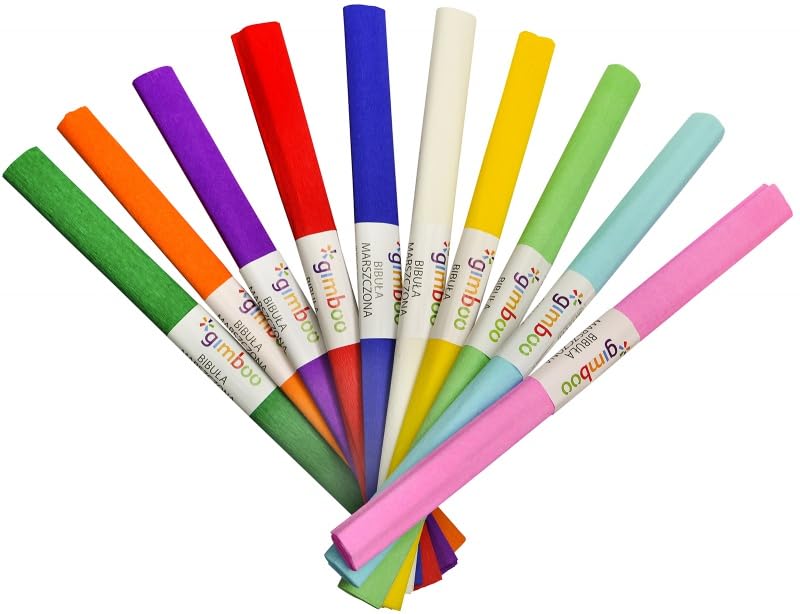 Gimboo - Papel crepé pastel 100 rollos de 50 x 200 cm surtidos/cinta de crepé, ideal para hobbies creativos, 1 paquete - 100 rollos/colores surtidos