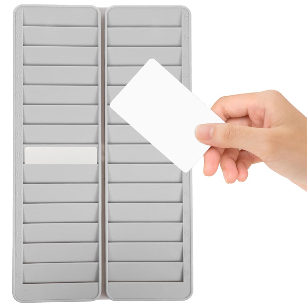 Porta Carte in Plastica Robusto 28 Slot, Supporto per Schede Orario, per Ufficio e Magazzino, Set da 2 Pezzi Adesivi Numerati