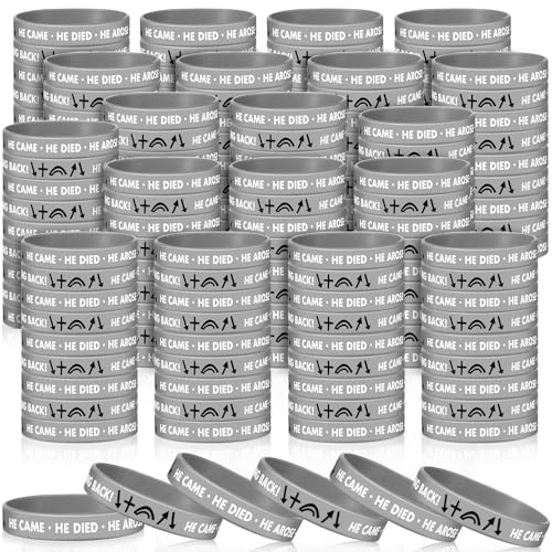400 Pcs Christian Religious Bracelet He Came Died Arose Ascended Coming Back Wristbands Witness Bracelet Gospel Message Jesus Christian Wristbands Easter Gifts