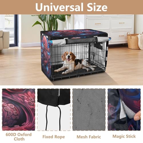 Housse imperméable cage chien isolation thermique motif pieuvre