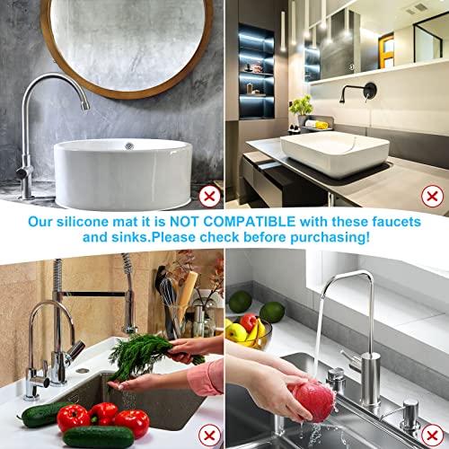 Image of Derlights 30 inch Sink Splash Guard Mat,Silicone Faucet Handle Drip Catcher Tray, Longer Silicone Sink Mat for KitchenBathroom, Drip Protector Splash Countertop (gray)