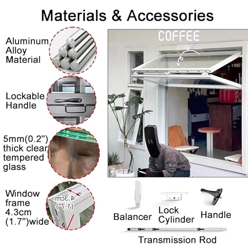 Ventana para concesiones de aluminio blanco corrediza y manual 5