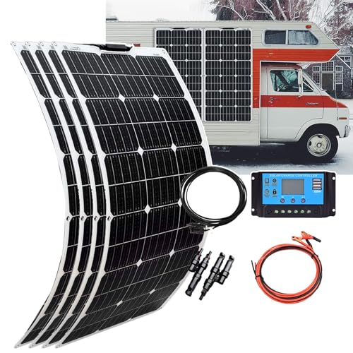 SXYKXYDL Kit de Panel Solar Flexible (80 W/160 W/240 W/320 W), Carga de batería de 12 V + Controlador Solar de 40 A, para Barco, Coche, Caravana, 77 x 51 cm, 320 W