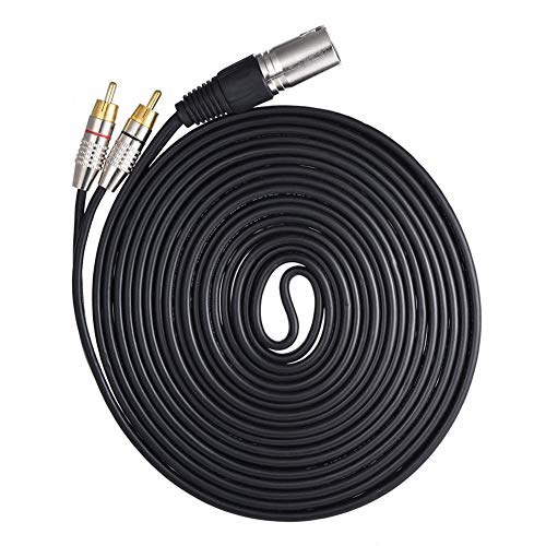 Leslaur 1 XLR Macho a 2 RCA Male Stereo Audio Cable Conector Y Splitter Wire Cord (1.5m / 4.9ft) for el micrófono Consola de Mezcla Amplificador Cable Audio Estereo para Audio De Coche Altavoce M