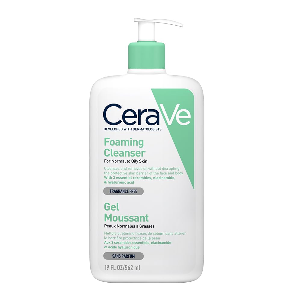 CeraVe Normal ve Yağlı Ciltler için Seramid İçerikli Köpüren Temizleyici Yüz Vücut 562 ml