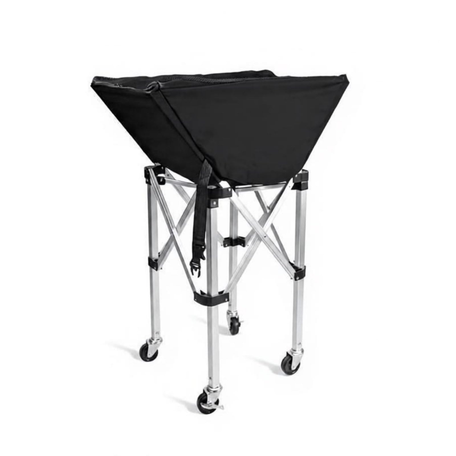 Carro de Pelotas Plegable Portátil Cesta Deportiva con Ruedas Contenedor de Práctica Resistente y Ligero para Traslado Plegable para Guardar, Plata