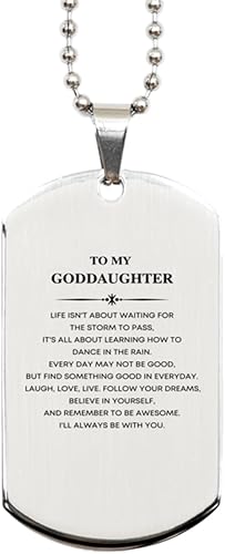 To My Goddaughter Silver Dog Tag Gifts, Inspirational Gifts For Goddaughter Engraved, Birthday, Christmas Gifts For Goddaughter To My Goddaughter