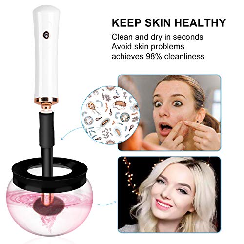 Makeup Brush Cleaner and Dryer Electric Cosmetic Brush Cleaner Machine Automatic Brush Cleaner Spinner Deep Wash and Dry fast with 8 Rubber collars for Most Cosmetic Brushes TecTake - Thumbnail 2