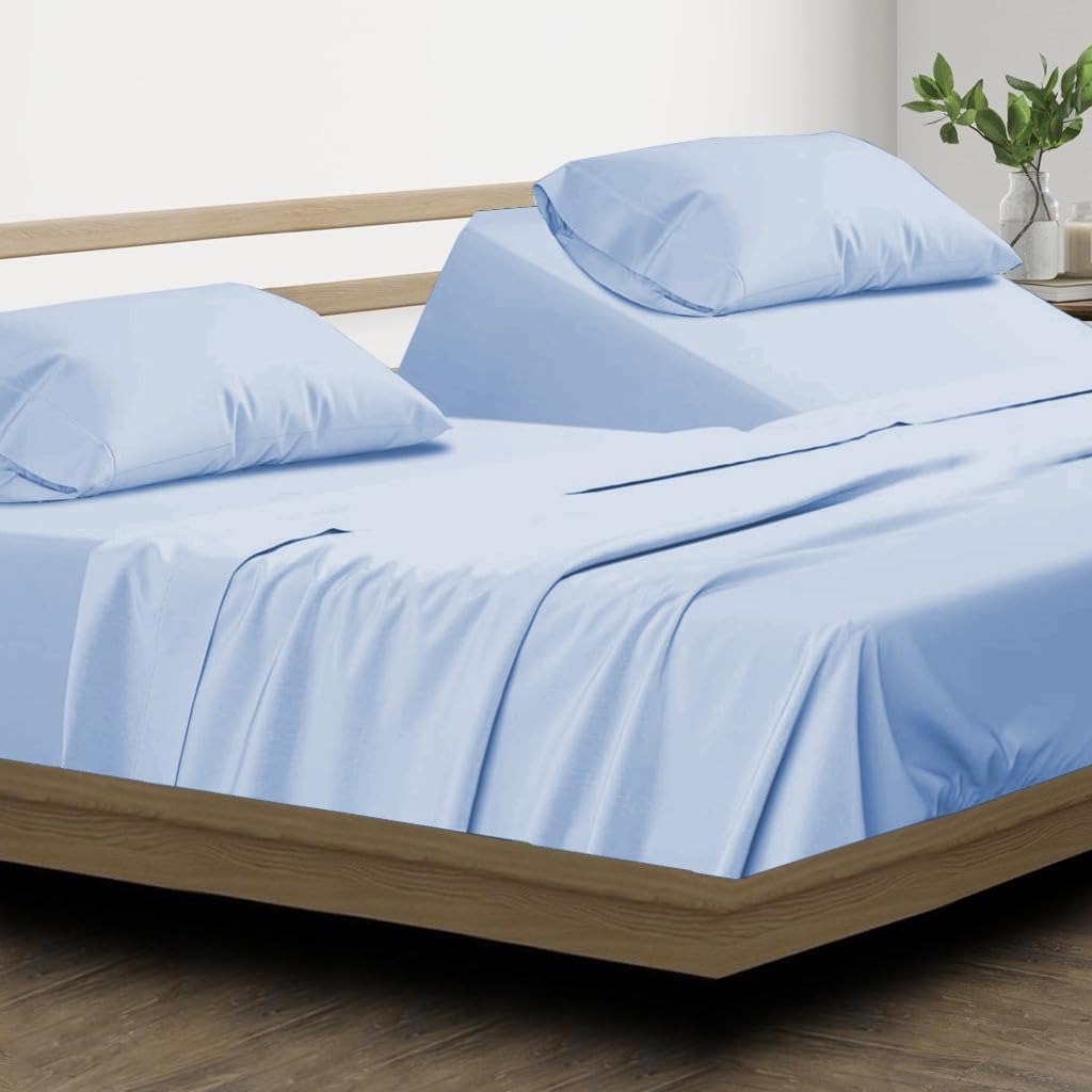 Balsara's Flex Top Queen Sheets for Sleep Number Bed,100% Egyptian Cotton - 800 Thread Count 4-Piece Flex Head Queen 39" Top Split Sheets to fit Upto 18" Deep Pocket Mattress, Taupe Stripe