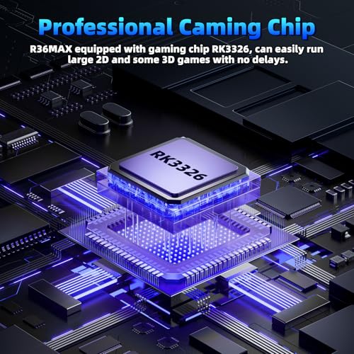 Image of R36MAX Retro Gaming Console, Retro Handheld Games Console with 64GB TF Card, 4.0 inch IPS HD Screen Video Game Consoles, Portable Hand Held Open Source Linux System, 4000mAh Battery,Transparent Blue
