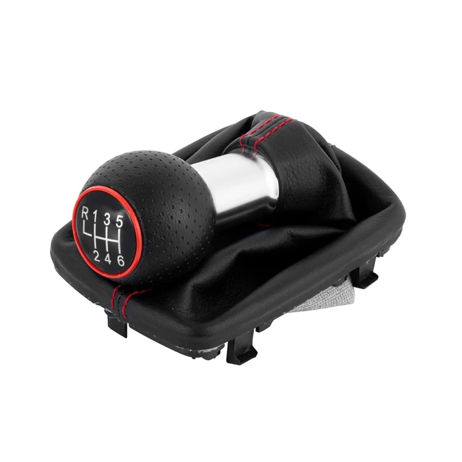 Qmtvfsrh Red 6 Speed Car Gear Shift Knob 12Mm 5/6 Speed Manual Gear Shift Knob With Gaiter Boot For A3 For S3 Abs Plastic(Red 6 Speed)