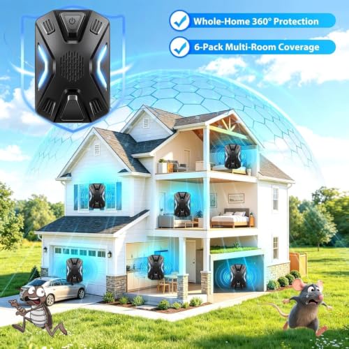 Image of 2026 Upgraded Ultrasonic Pest Repeller Indoor,3 Modes Mouse Traps Repellent,Electronic Pest Control Roach, Mouse, Bugs, Mice, Spider, Mosquito,Ant,Insect, Rodent Repellent Ultrasonic Plug in,6 Pack