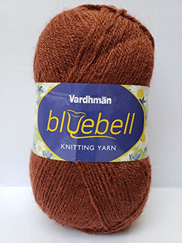 Image of Vardhman Blue Bell DK Weight Supersoft Hand Knitting & Crocheting Yarn (Pack of 1 ball - 100gram) 100% Acrylic, Multi Color Crochet Thread wool, Suitable for Craft, Babywear, Baby Blankets, Sweater, Scarf, Cap, Art & Craft - (Seal Brown - Bbell-025)