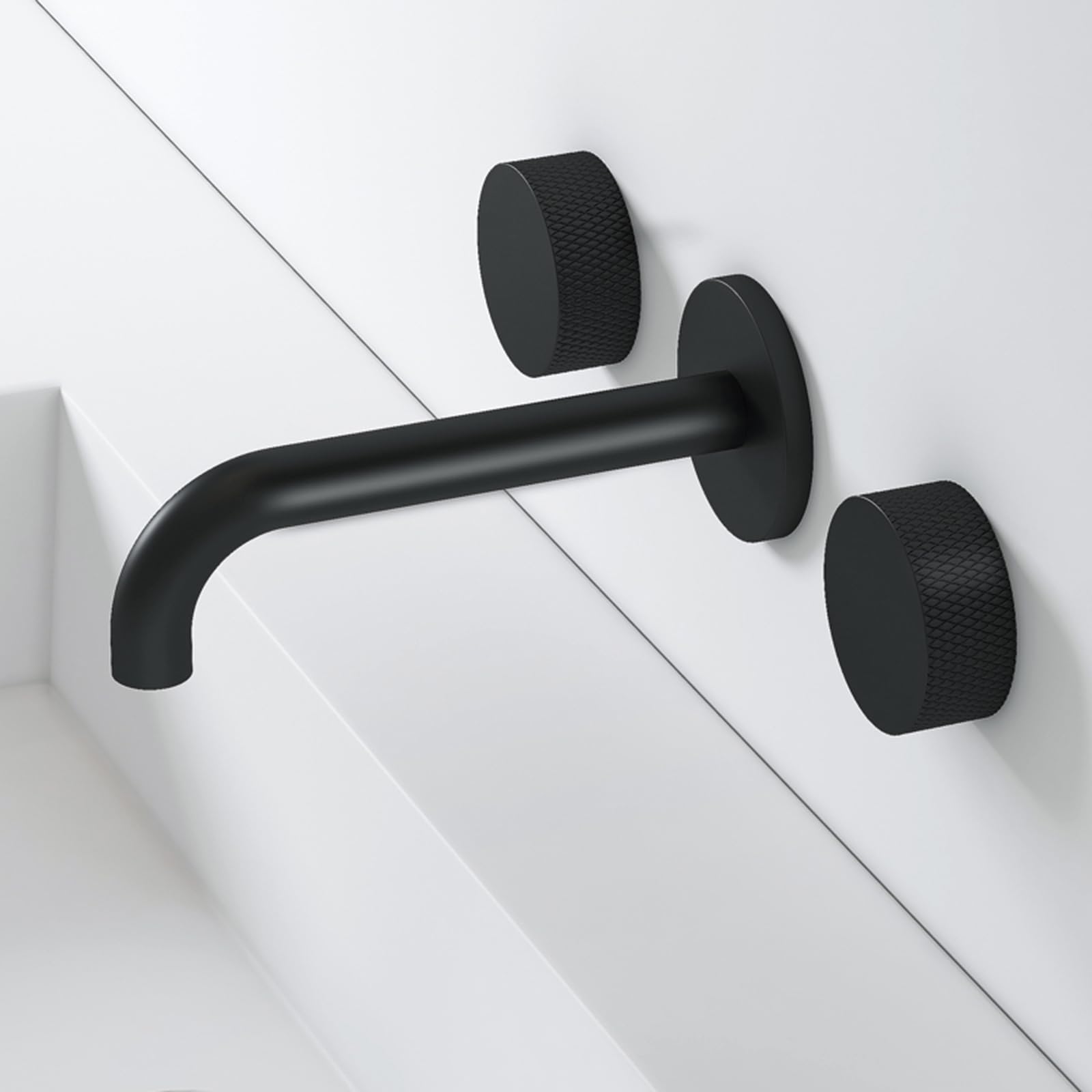 Robinet salle de bain encastrable en laiton mitigeur mural noir BiaoTeng